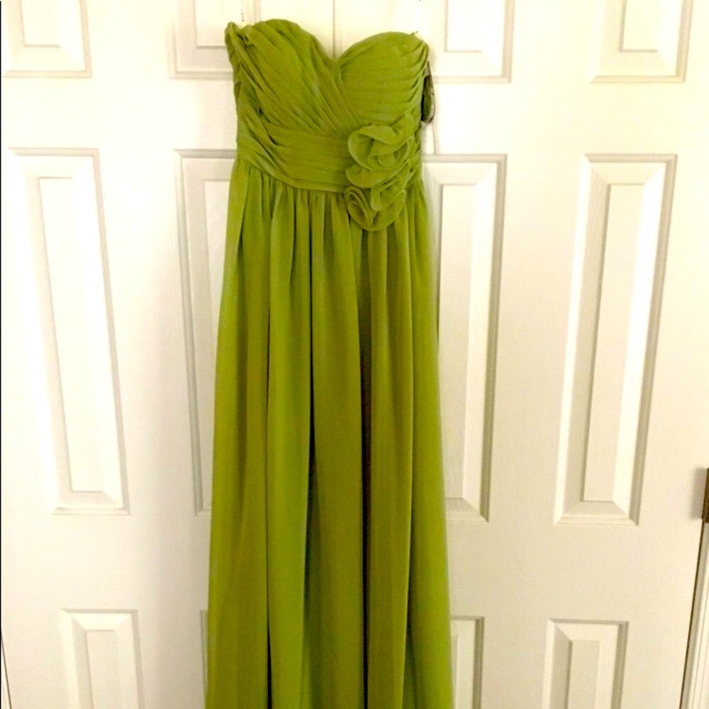 Grecian Strapless Flowing Evening Gown